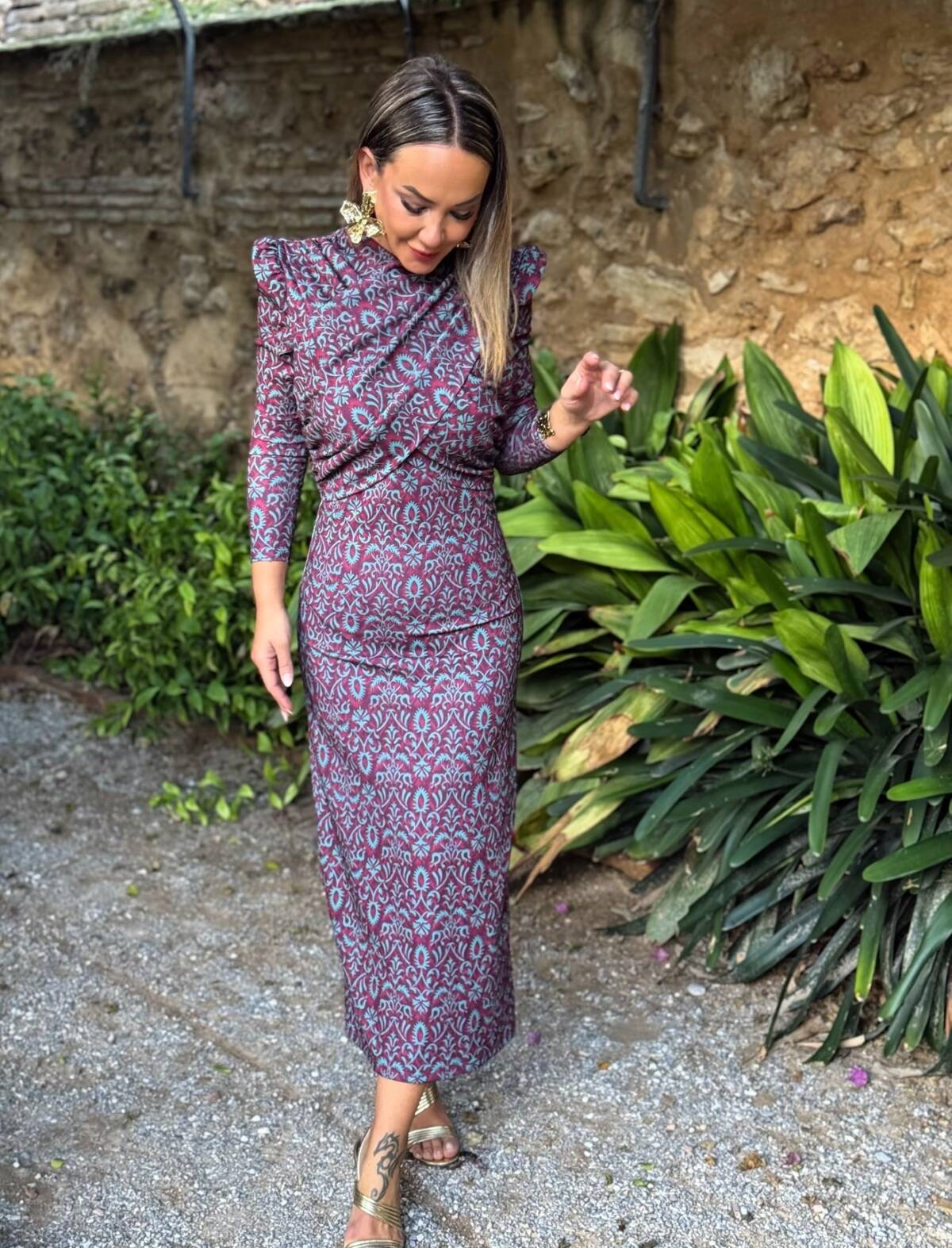 Vestido Bania Estampado Turquesa - Imagen 1