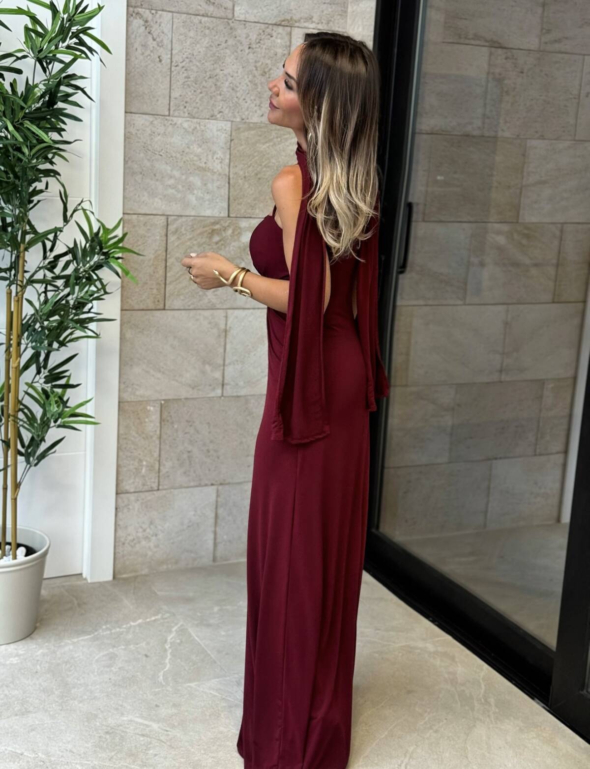 Vestido Nudo Tirante Vino - Imagen 2