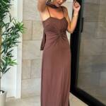 Vestido Nudo Tirante Marrón