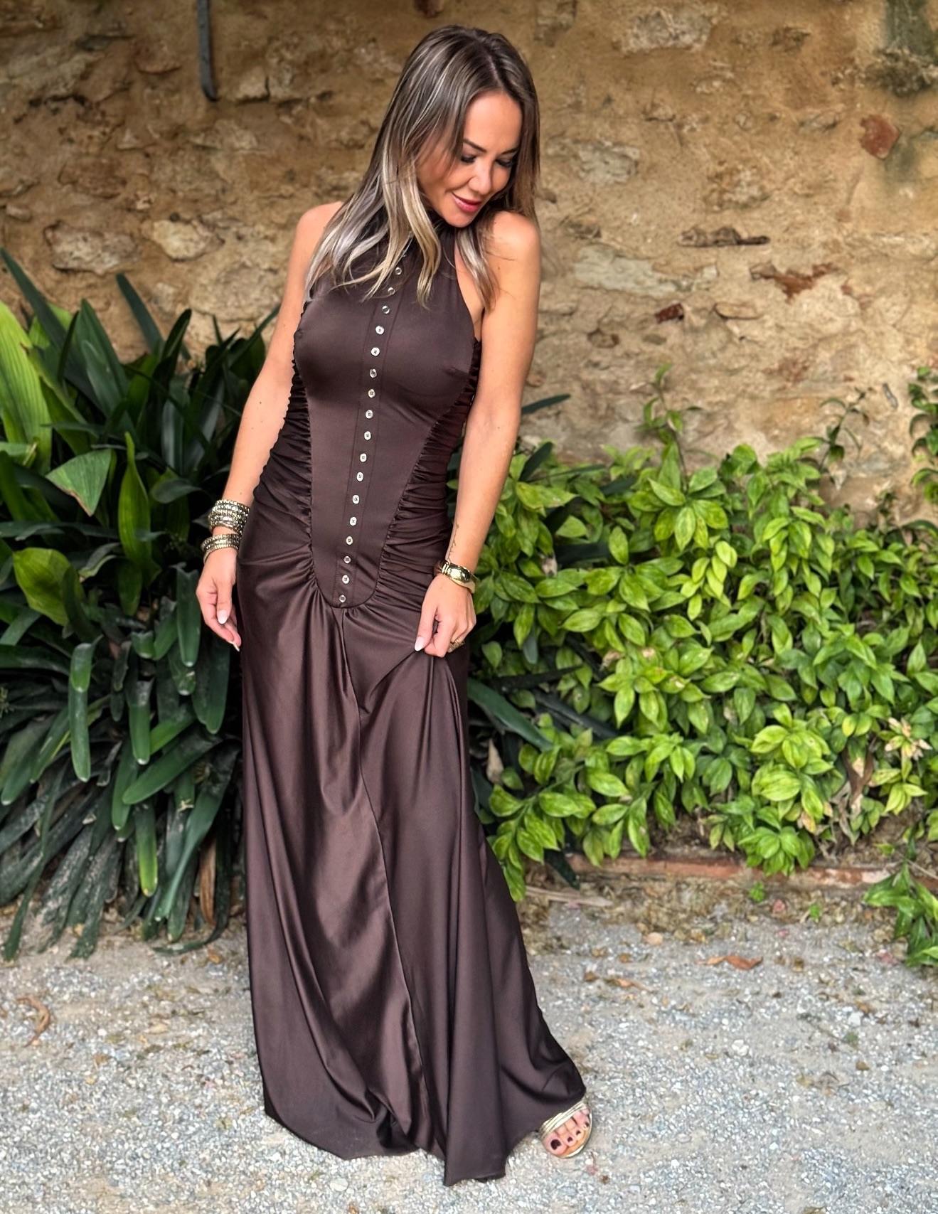 Screenshot Vestido Botones Marrón - Imagen 1