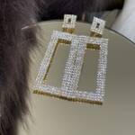 Pendientes Rectángulo Strass Dorados