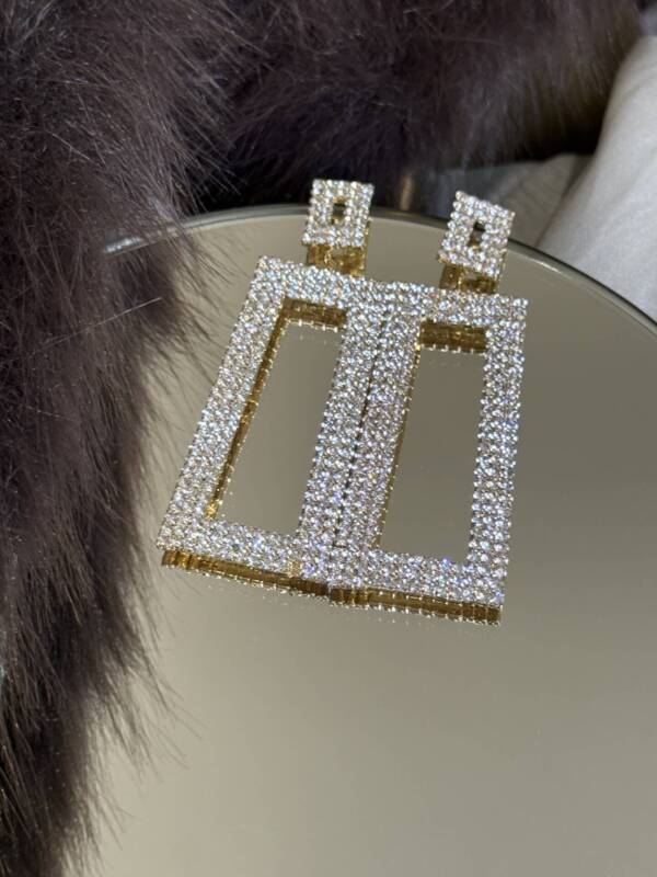 Pendientes Rectángulo Strass Dorados