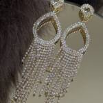 Pendientes Ovalo Tiras Strass Dorados