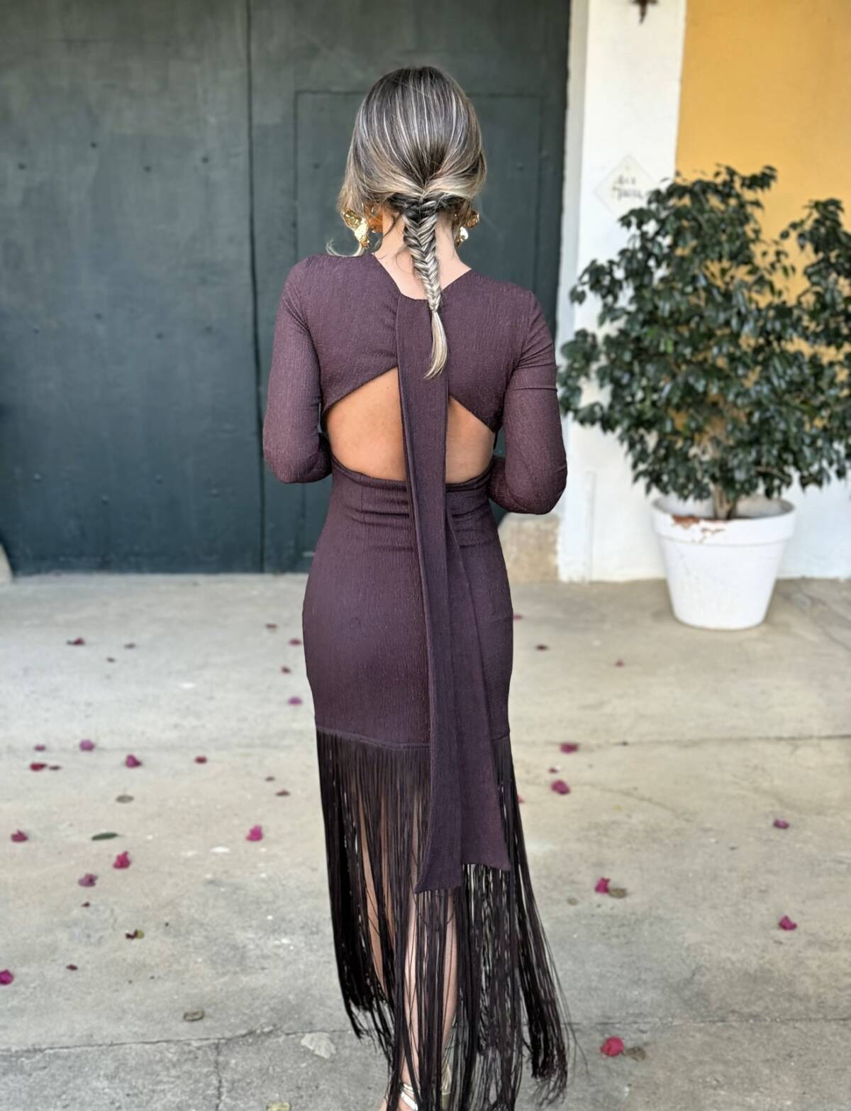 Vestido Flecos Marrón - Imagen 3