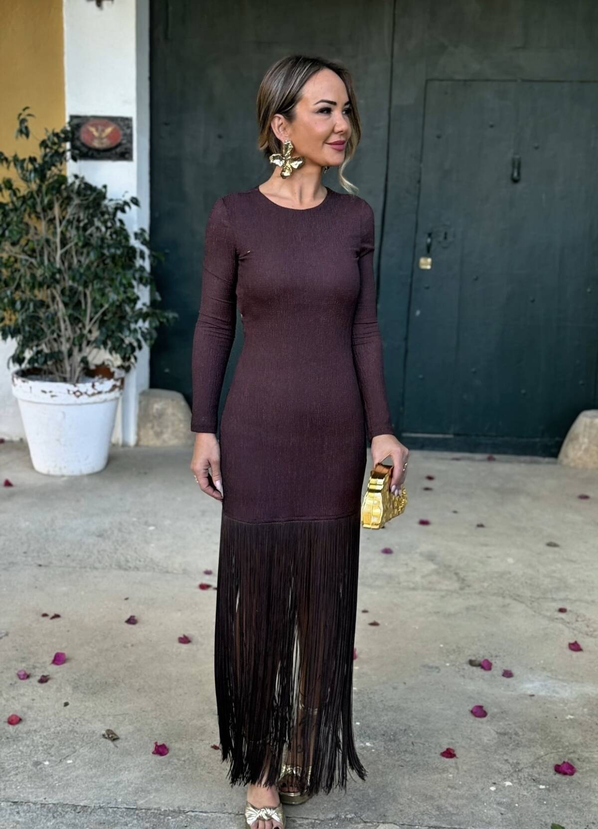 Vestido Flecos Marrón - Imagen 2