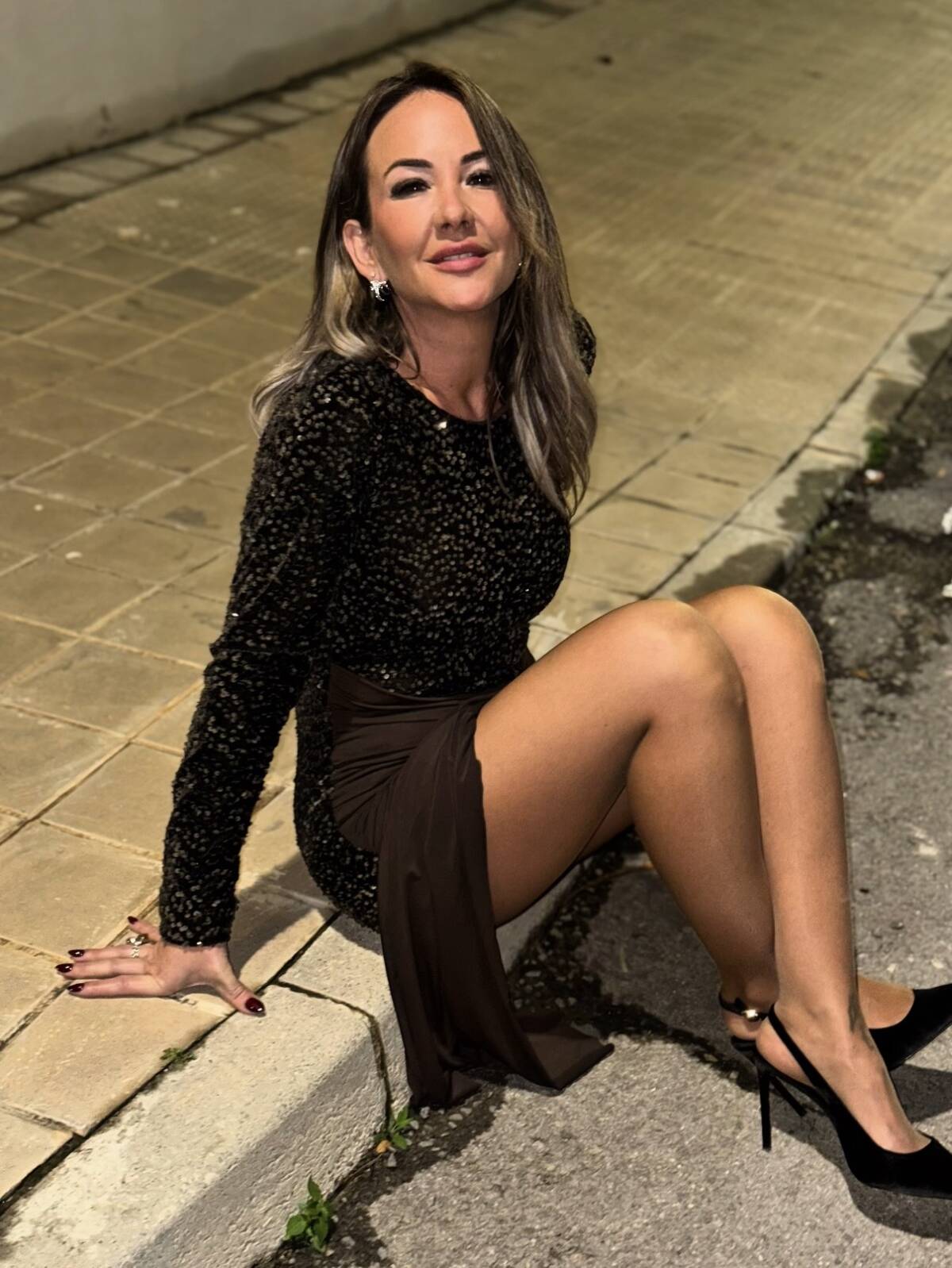 Vestido Mini Lazada Lentejuela Marrón - Imagen 7