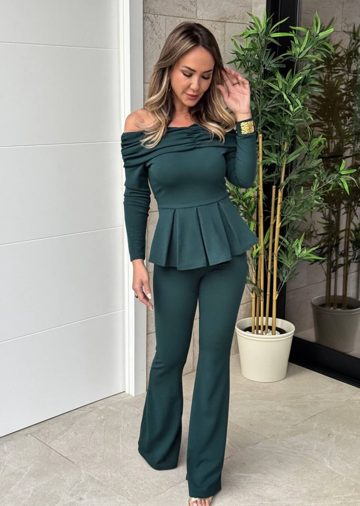 Conjunto Bardot Verde Botella - Imagen 3