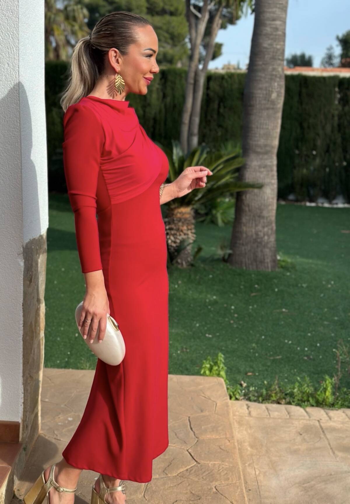 Vestido Lazada Hombro Rojo - Imagen 3