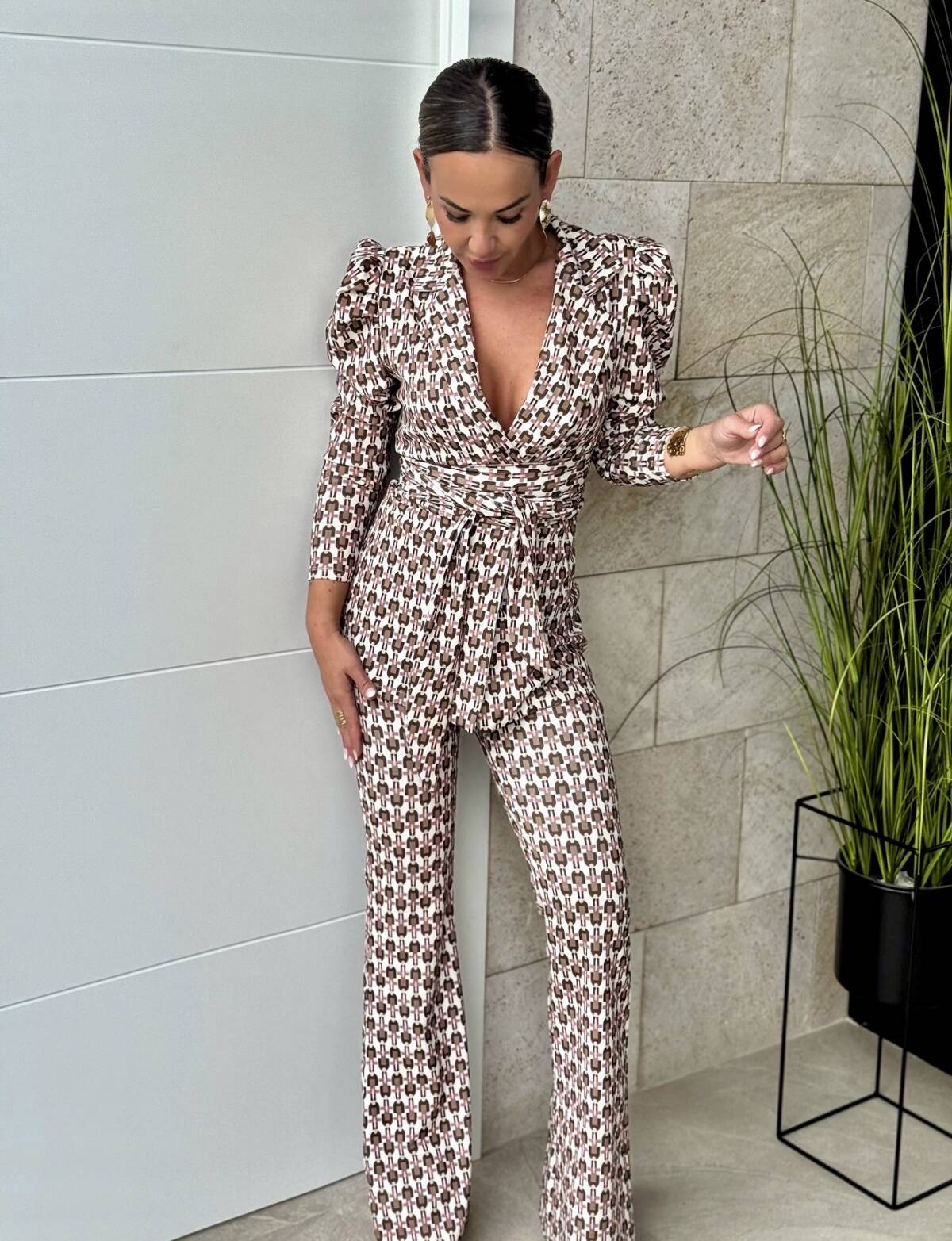 Conjunto Fajín Estampado Marrón - Imagen 3