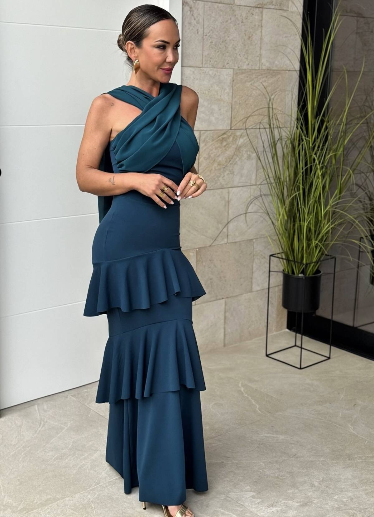 Vestido Volantes Cruzado Petroleo - Imagen 2