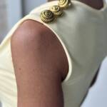 Vestido Boton Dorado Amarillo