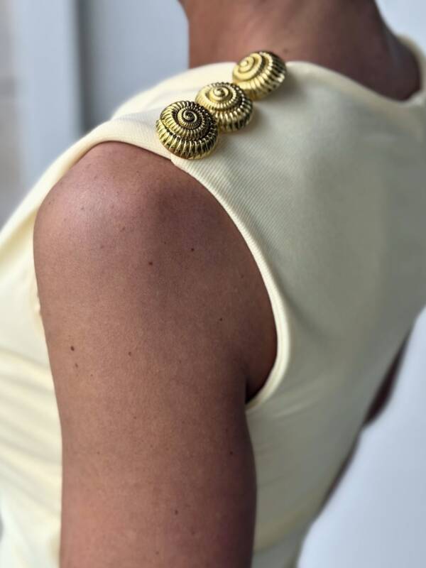 Vestido Boton Dorado Amarillo