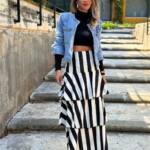 Falda Larga Rayas Volantes