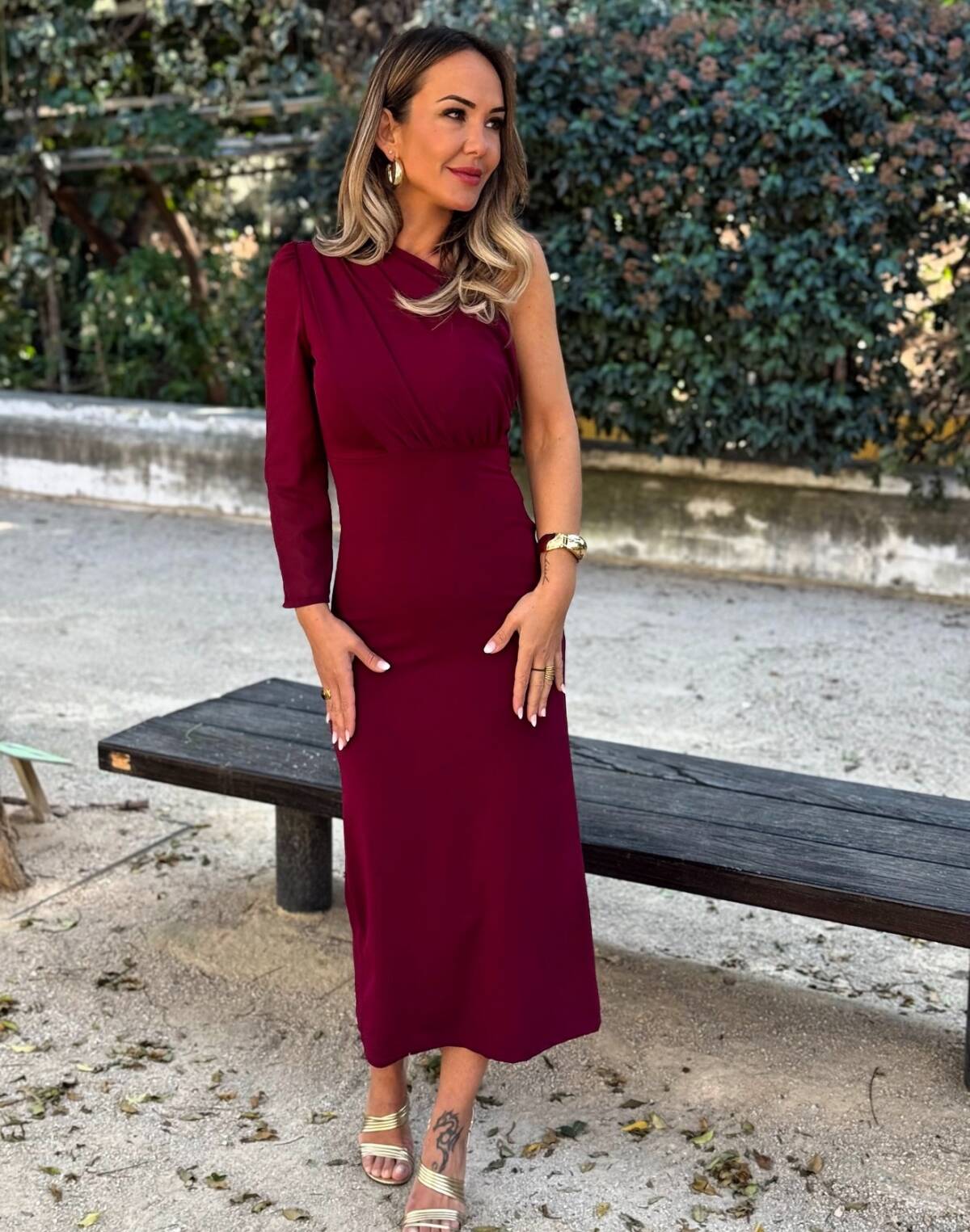 Vestido Flora Vino - Imagen 5