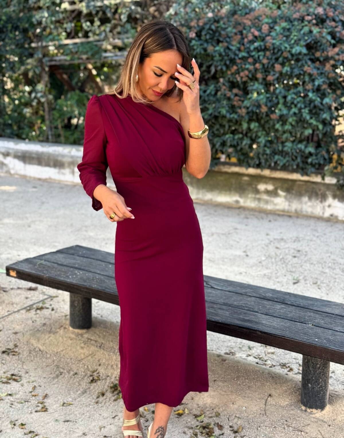 Vestido Flora Vino - Imagen 4