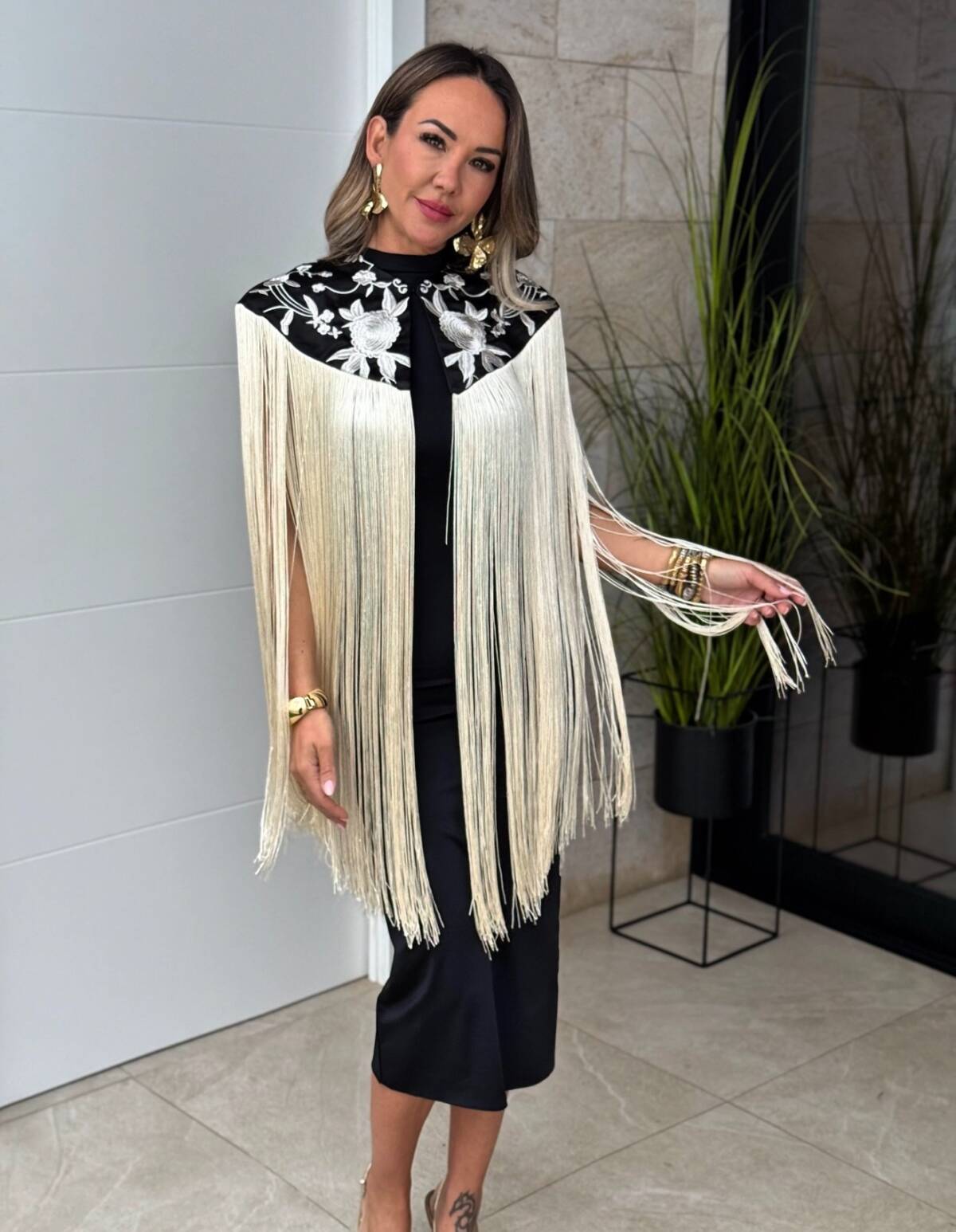 Capa Flecos Negra/Beige - Imagen 5