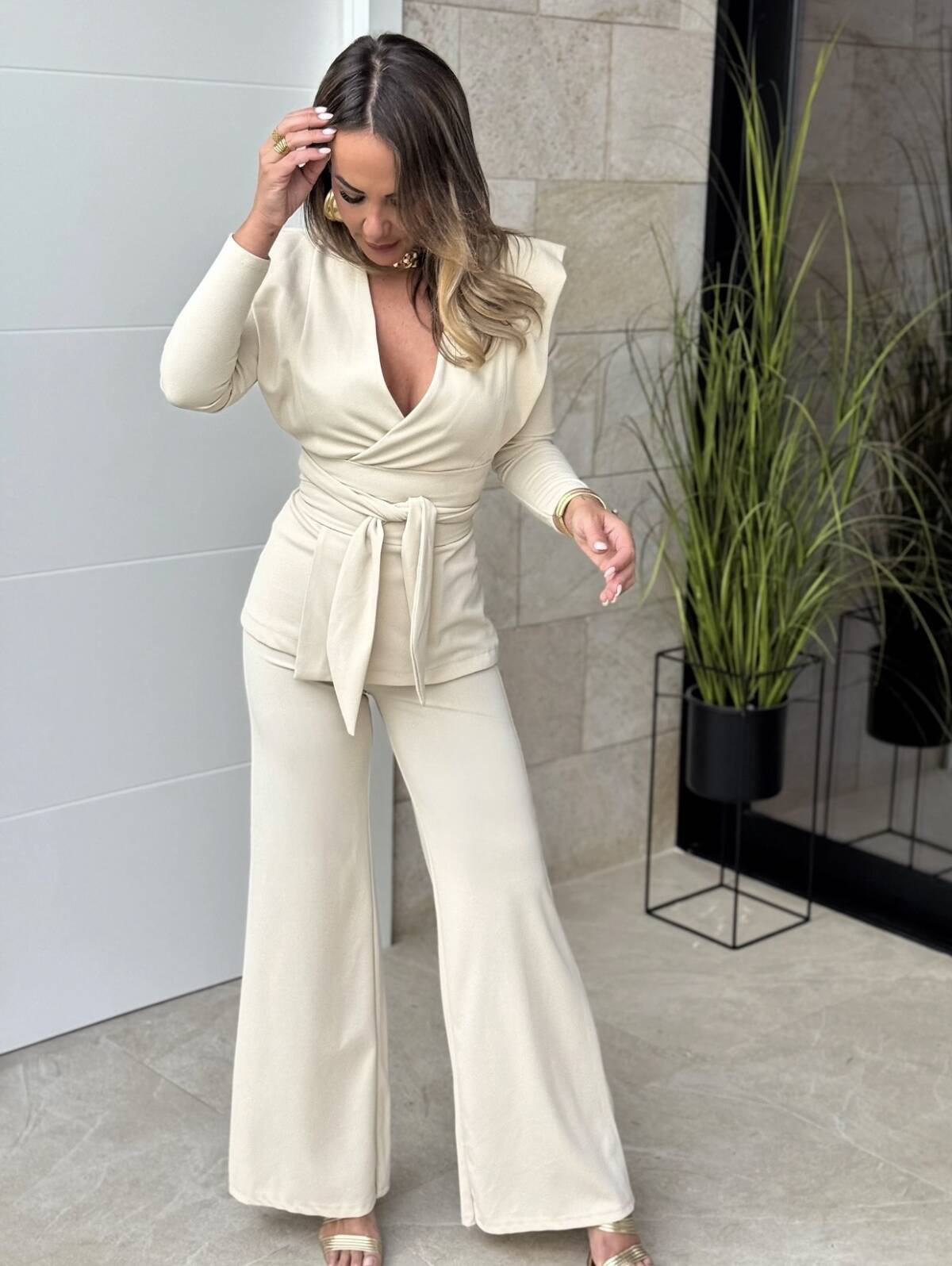 Conjunto Fajín Solapas Beige - Imagen 7