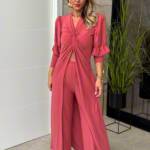 Conjunto Top Nudo Largo Coral