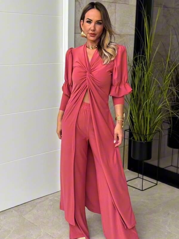 Conjunto Top Nudo Largo Coral