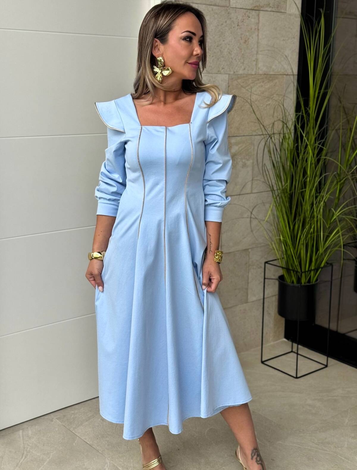 Vestido Olaya Celeste - Imagen 5