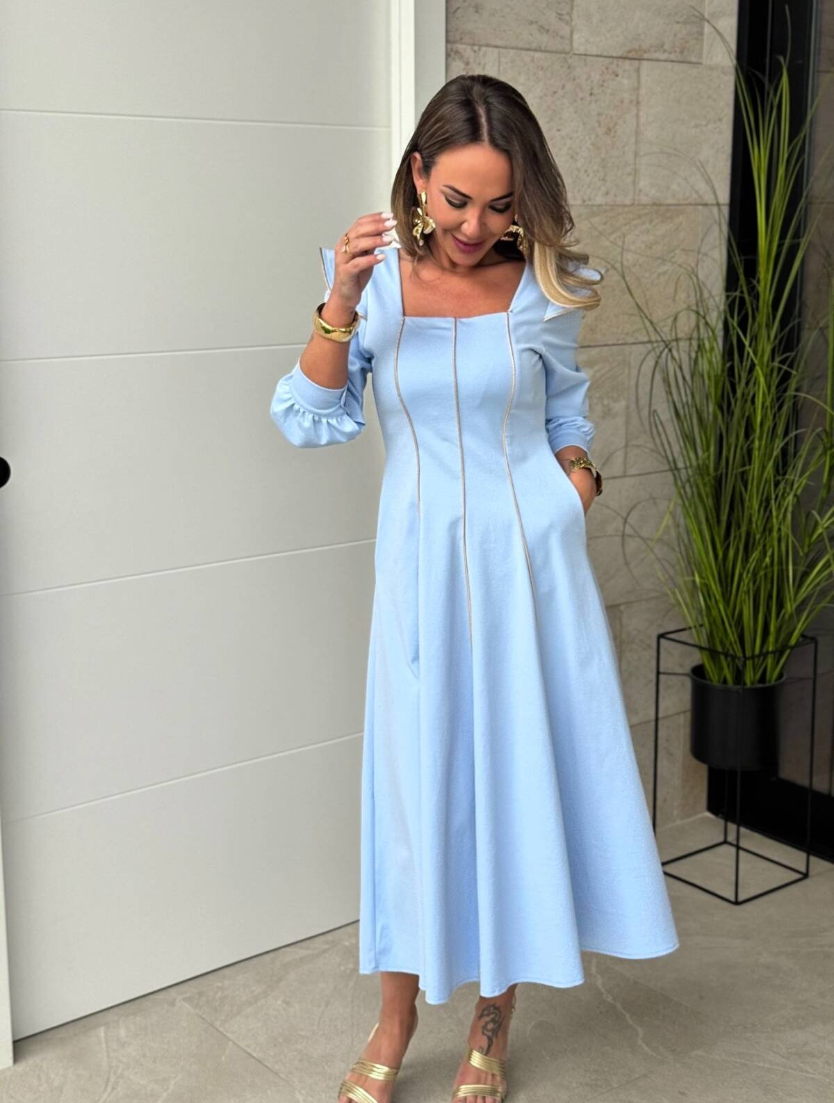 Vestido Olaya Celeste - Imagen 4