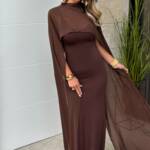 Vestido Capa Larga Marrón