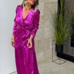 Vestido Cruzado Satinado Buganvilla