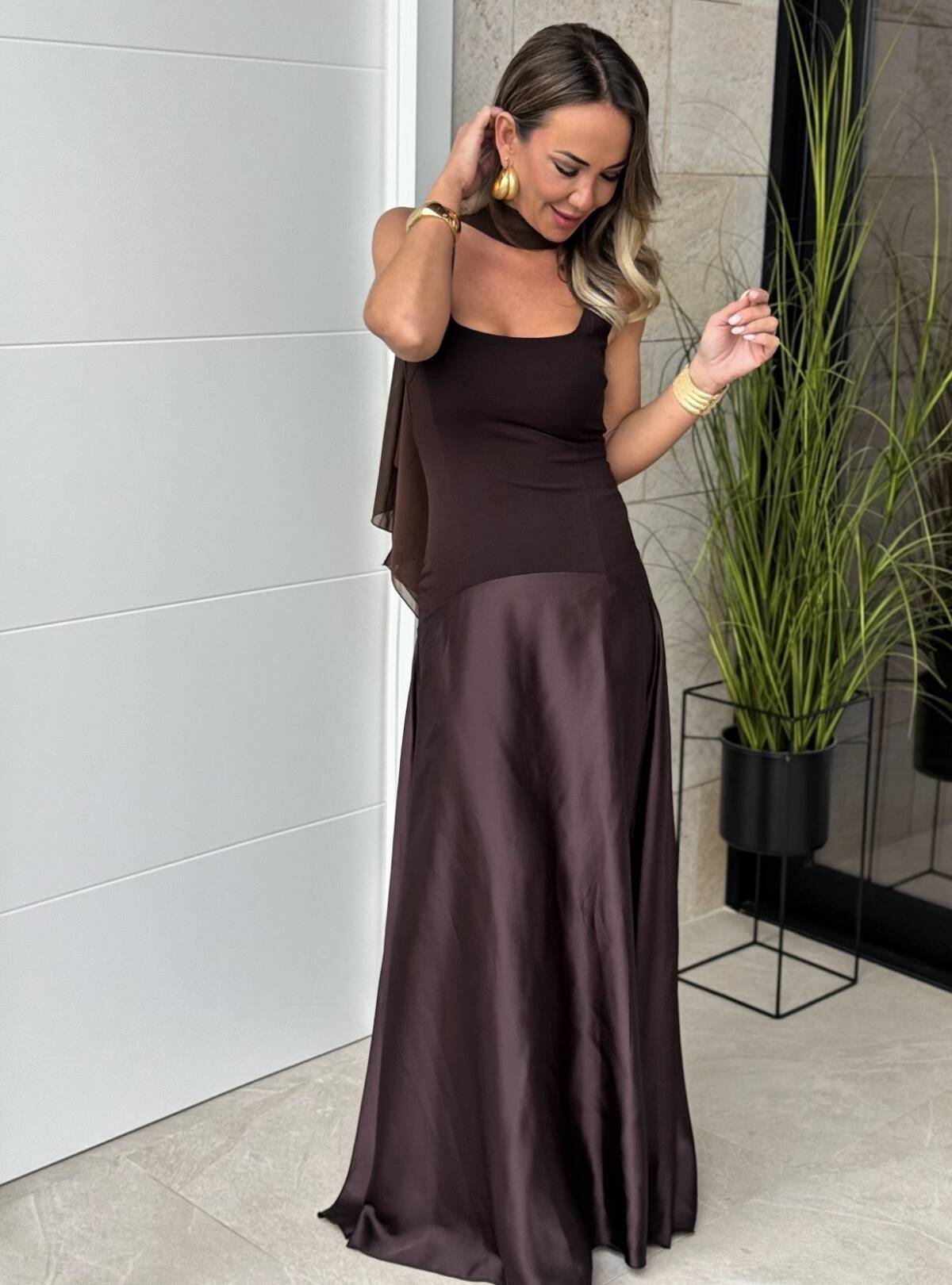 Vestido Palazzo Marrón - Imagen 6