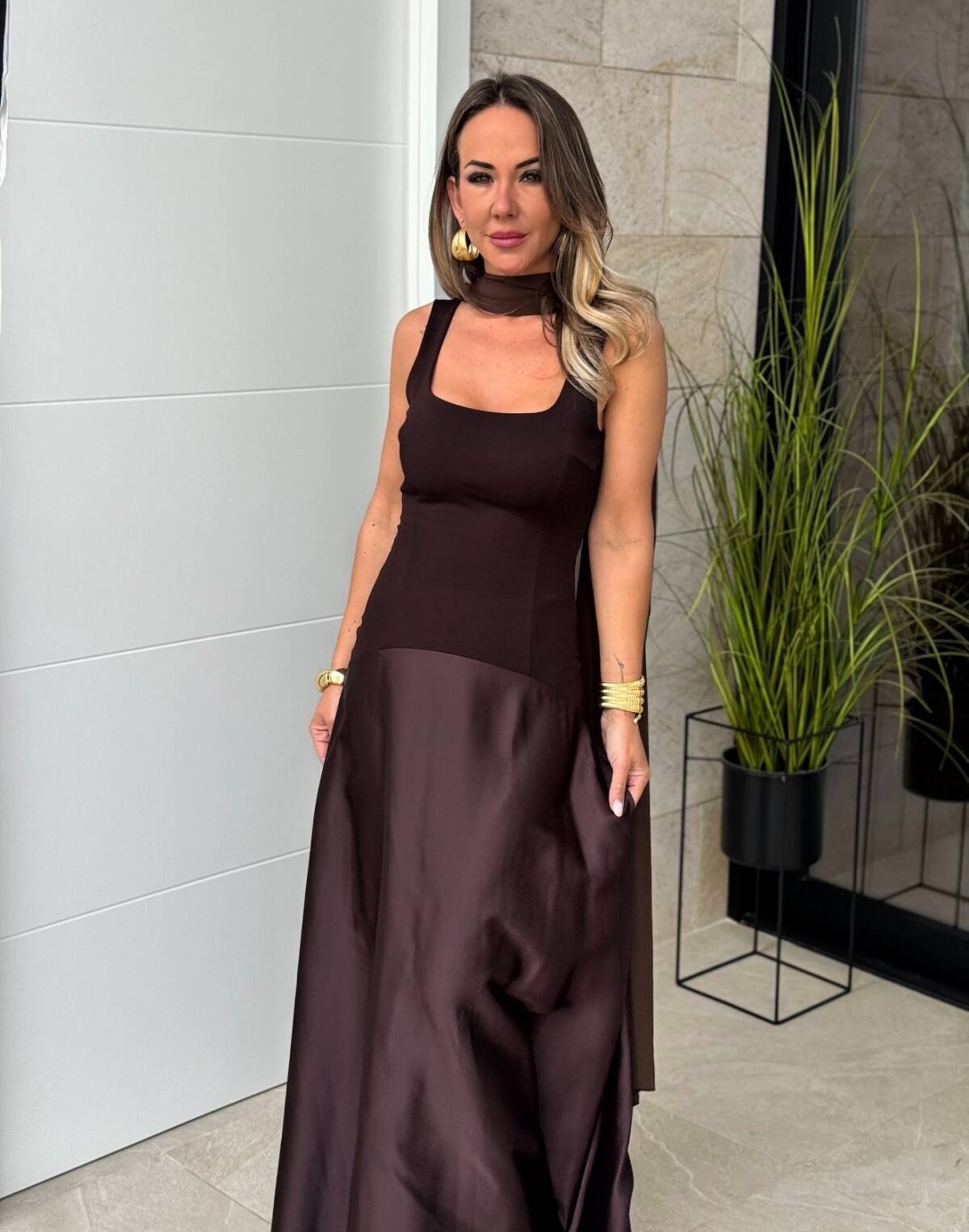 Vestido Palazzo Marrón - Imagen 7