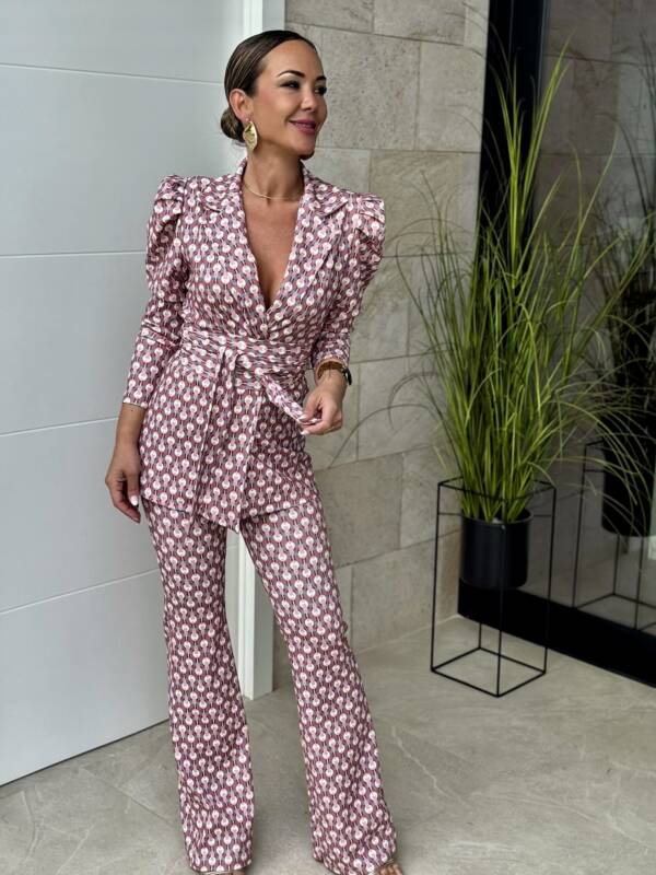 Conjunto Fajín Estampado Rosa