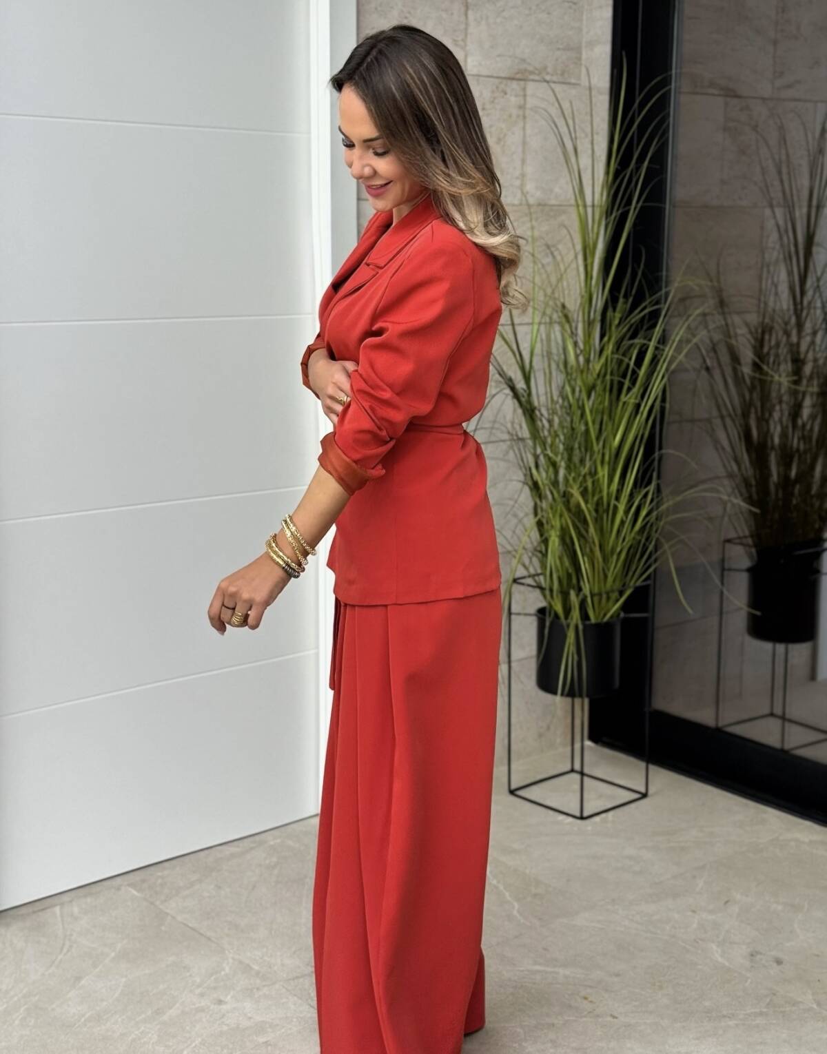 Conjunto Pantalón Pliegues Teja - Imagen 2