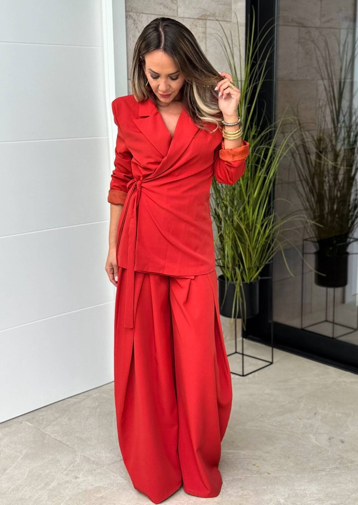 Conjunto Pantalón Pliegues Teja - Imagen 7