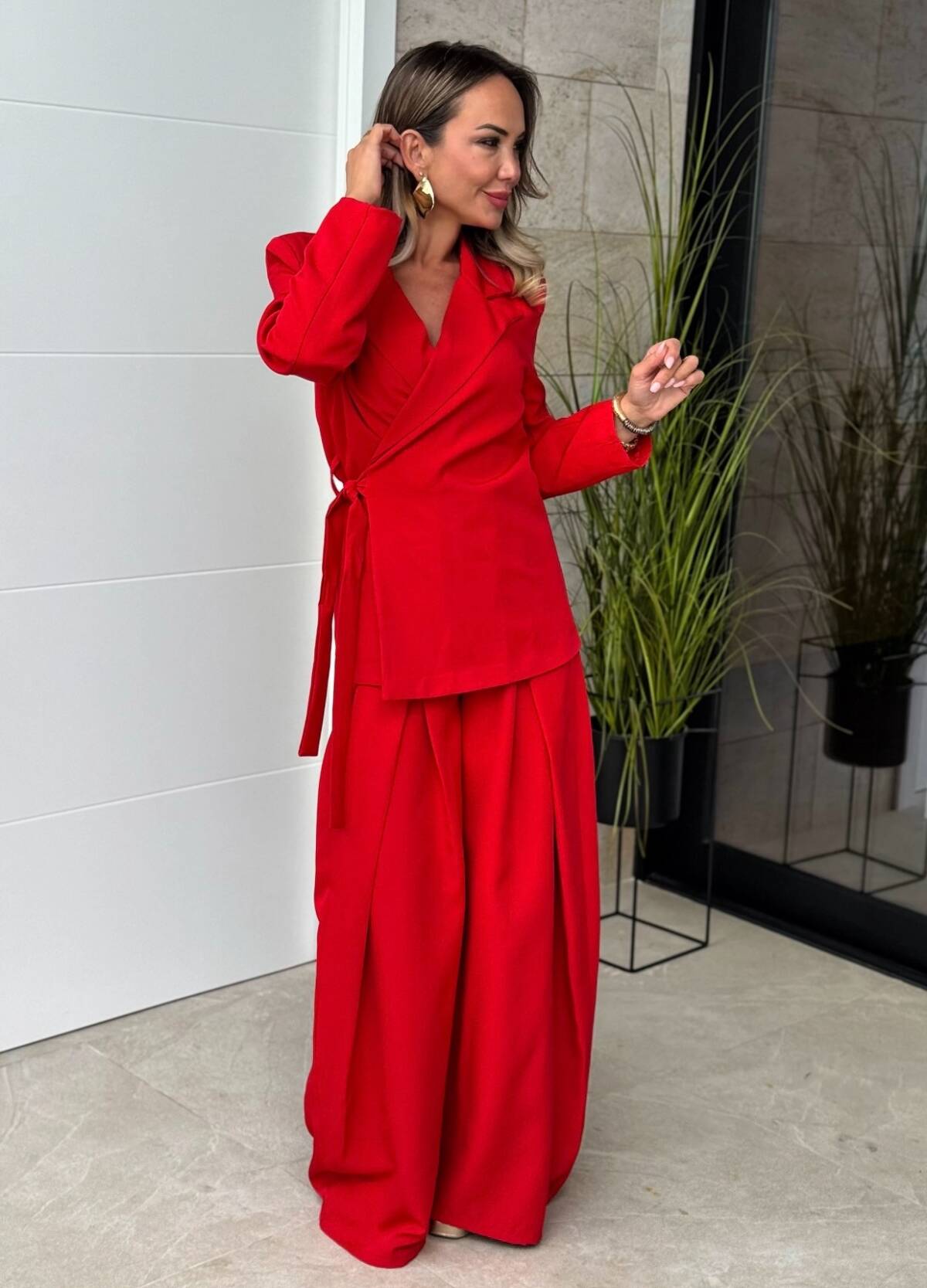 Conjunto Pantalón Pliegues Rojo - Imagen 5