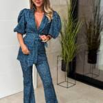 Conjunto Fajín Estampado Manga Corta Petroleo