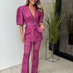 Conjunto Fajín Estampado Manga Corta Buganvilla