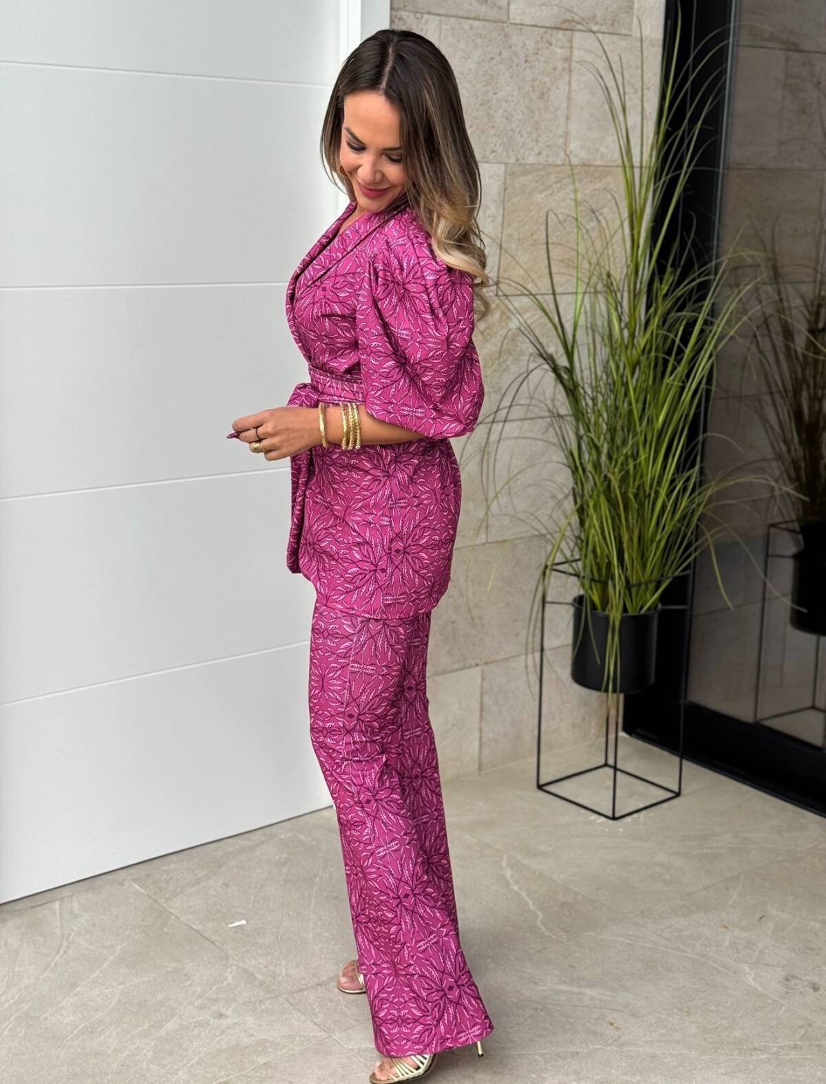 Conjunto Fajín Estampado Manga Corta Buganvilla - Imagen 4