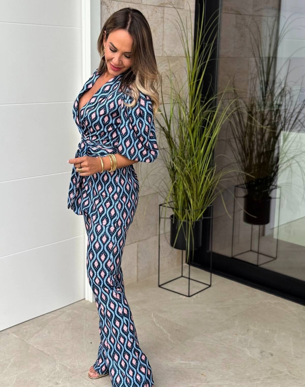 Conjunto Fajín Estampado Manga Corta Marino - Imagen 2