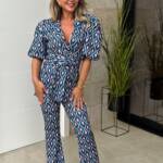 Conjunto Fajín Estampado Manga Corta Marino