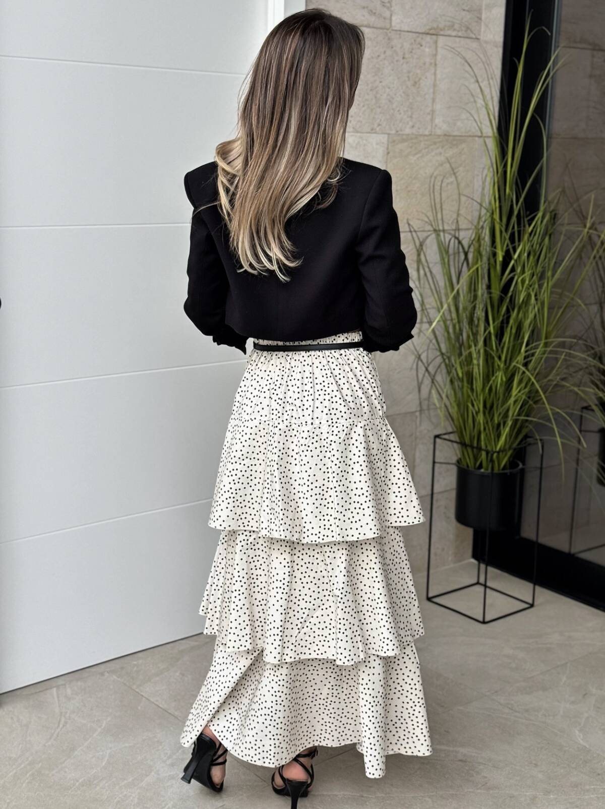 Falda Larga Rayas Lunar Blanca - Imagen 4