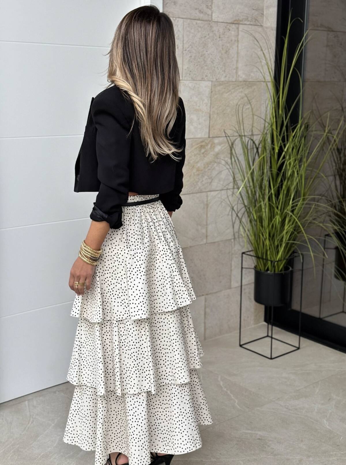 Falda Larga Rayas Lunar Blanca - Imagen 7