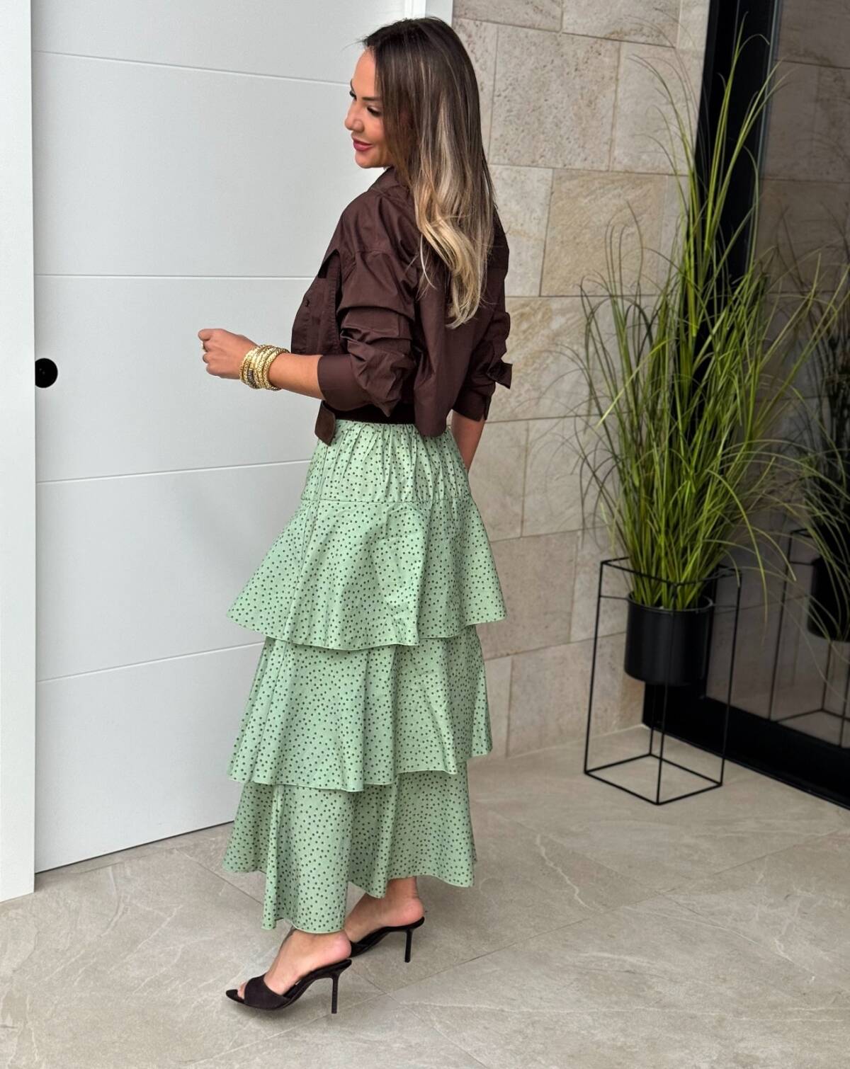 Falda Larga Rayas Lunar Verde - Imagen 5