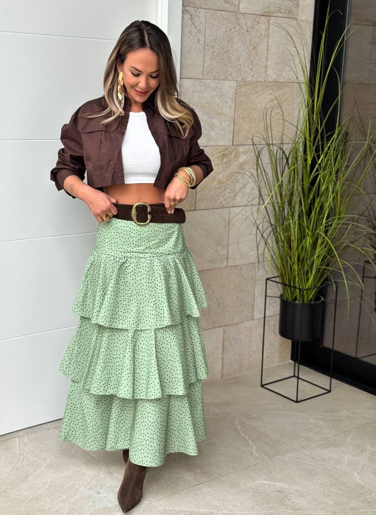 Falda Larga Rayas Lunar Verde - Imagen 4