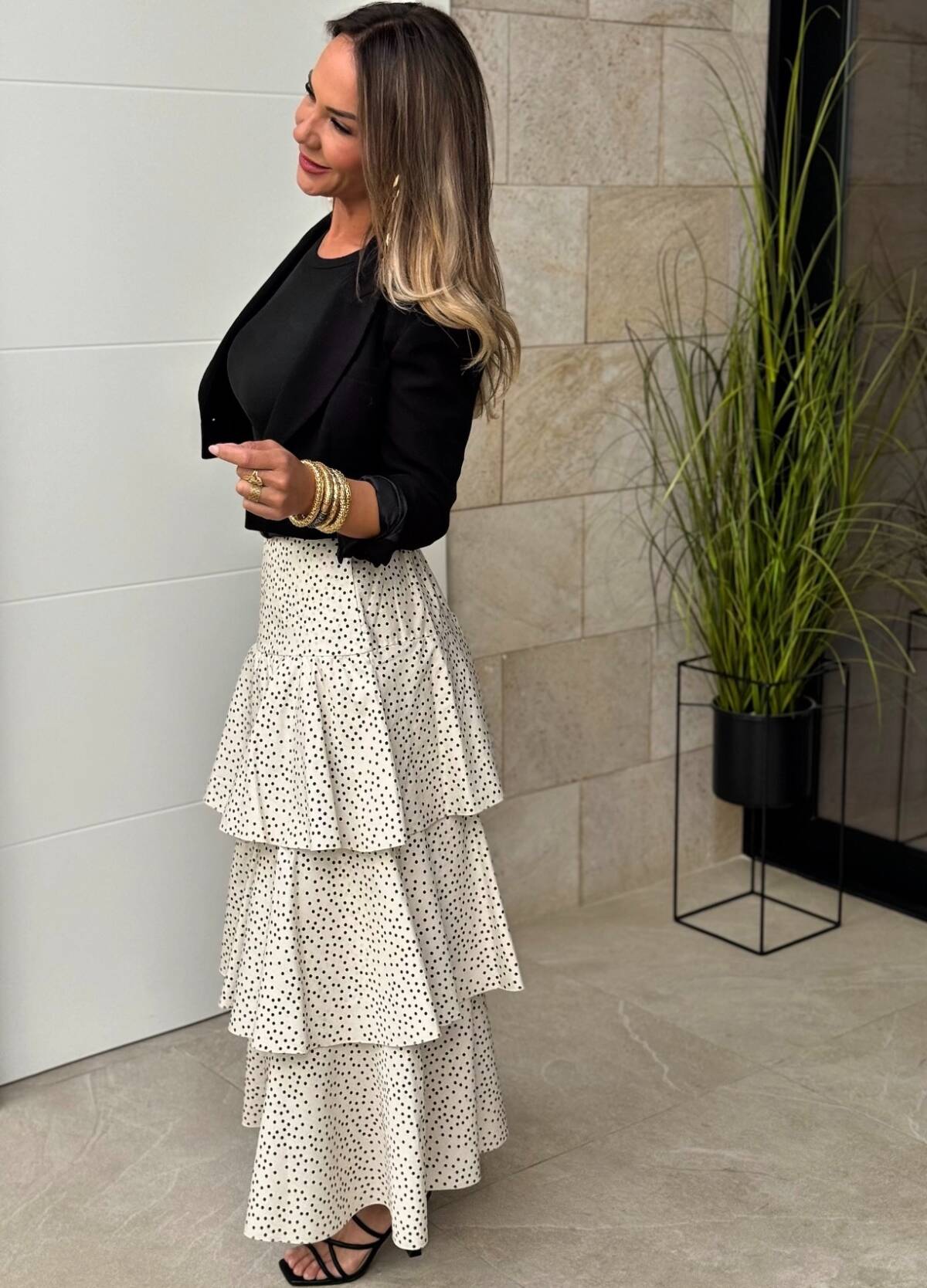 Falda Larga Rayas Lunar Blanca - Imagen 3