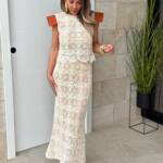 Conjunto Calado Blanco Solapas Teja