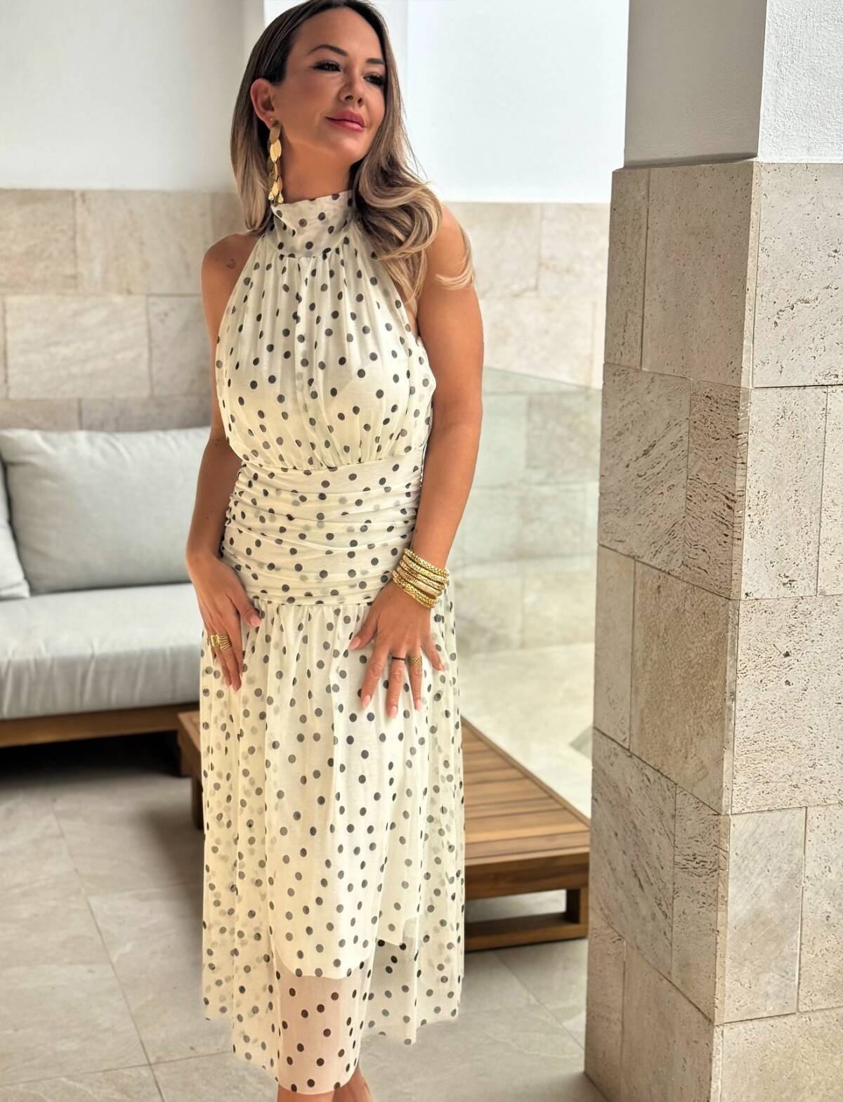 Vestido Halter Lunar Gasa - Imagen 5