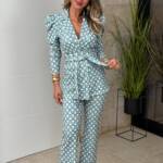 Conjunto Fajín Estampado Turquesa