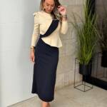 Vestido Volante Bicolor Marino