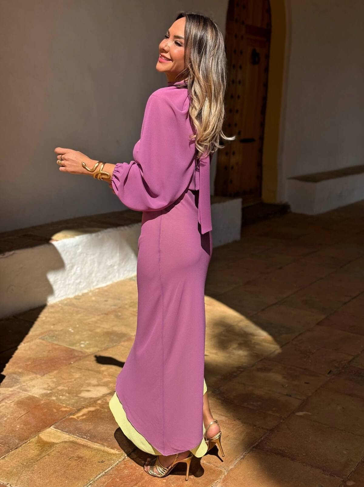 Vestido Manguitos Gasa Tul Rosa - Imagen 6