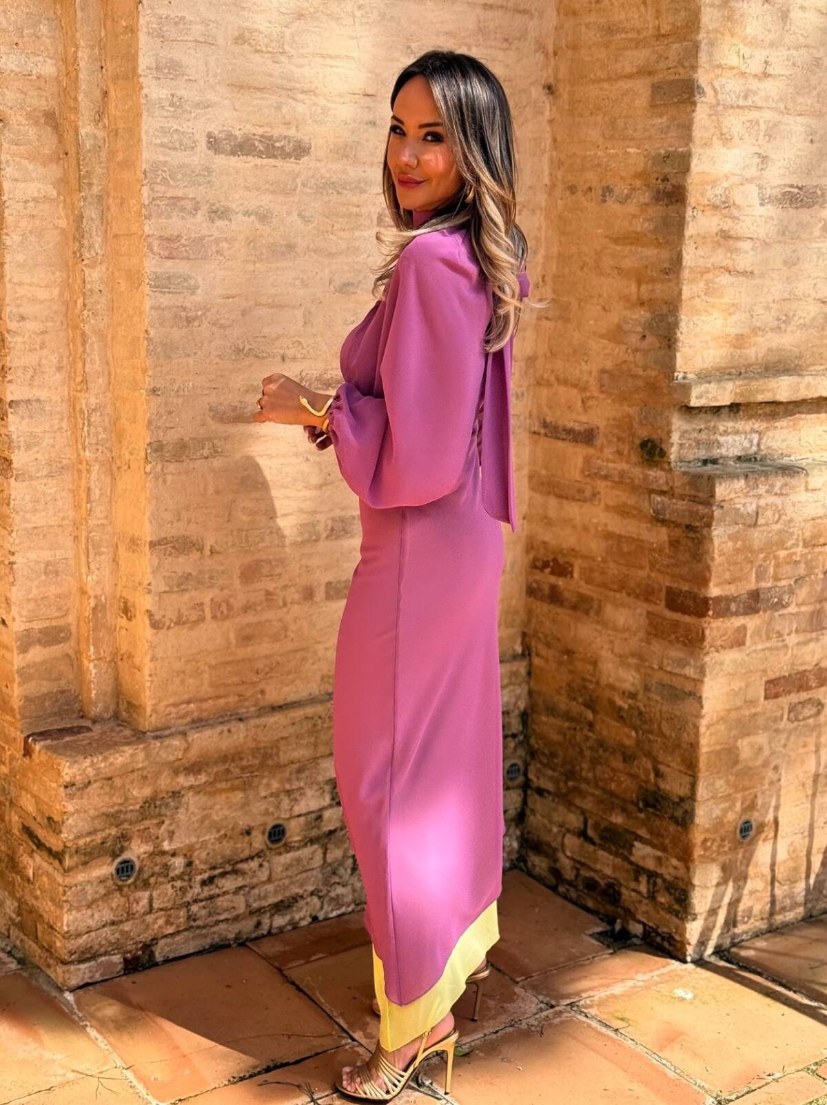 Vestido Manguitos Gasa Tul Rosa - Imagen 7