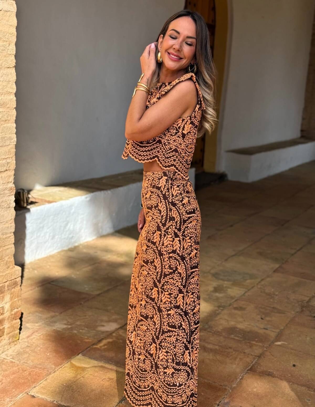 Conjunto Solapas Calado Marrón - Imagen 2